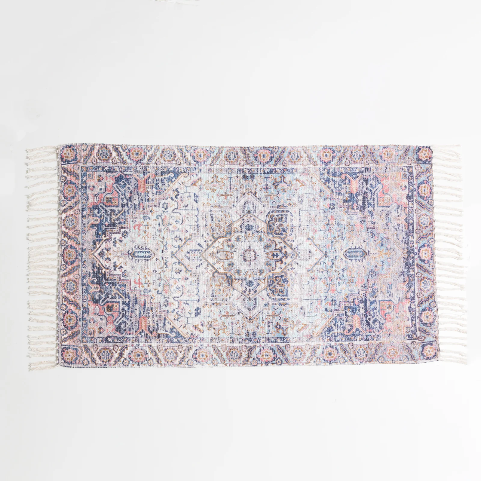Kashan Mat - Vintage Washed Hand Woven Rug - Image 3